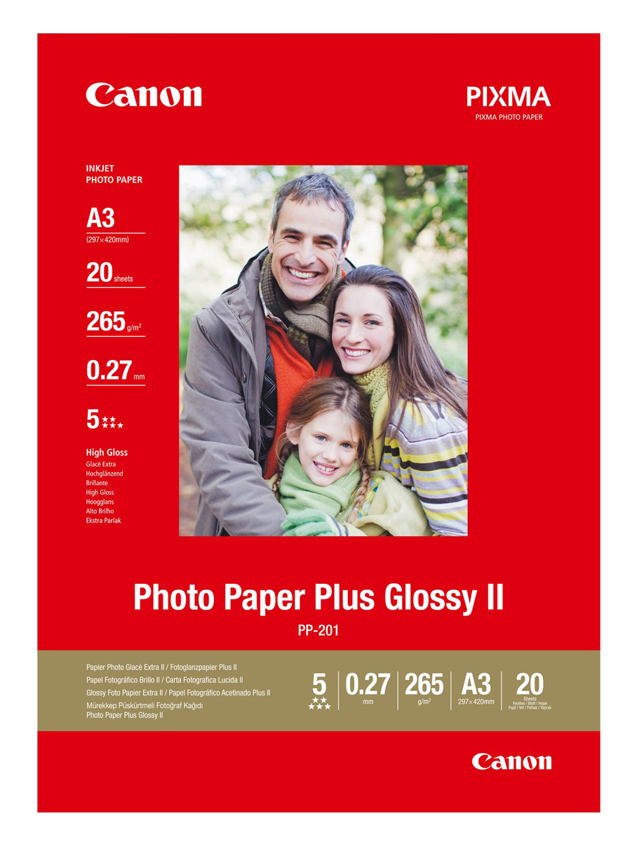 Canon PP-201 Fotoglanzpapier Plus II A3, 20 Blatt 265g/m²